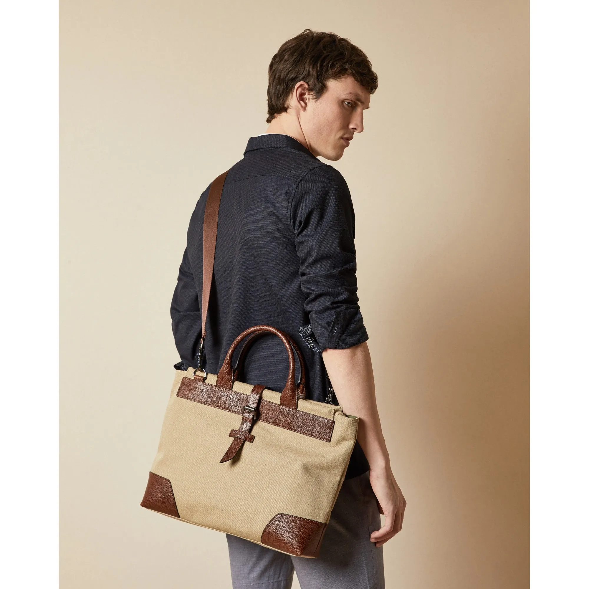 Men Litle-Recycled Canvas Document Bag - Natural