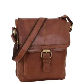 Mens Leather Cross Body Flight Bag Oldenburg Tan