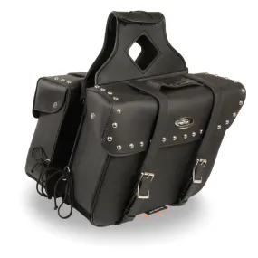 Milwaukee Leather SH579ZB Large Black Zip-Off PVC Slanted Throw Over Studded Saddlebags