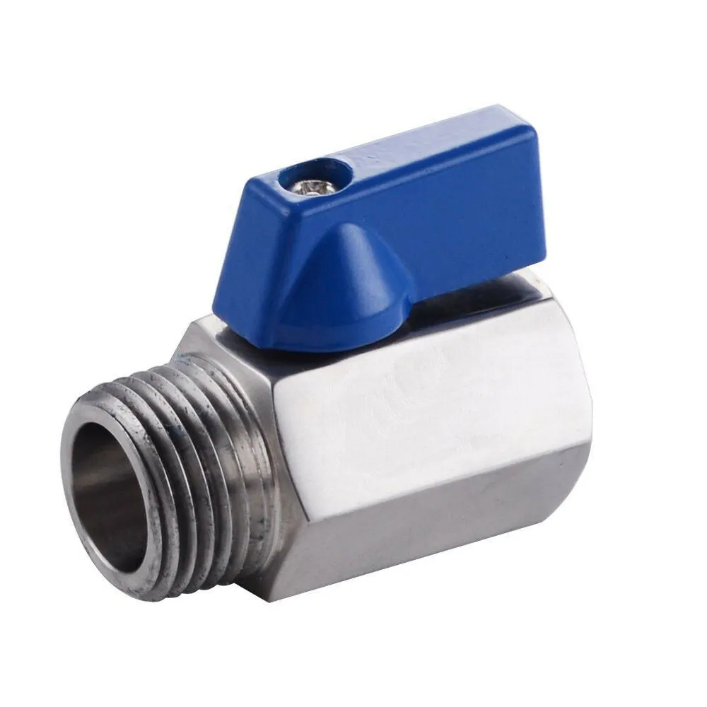 Mini Ball Valve Shut-Off 1/4" NPT Male x 1/4 NPT Female Stainless Steel 304