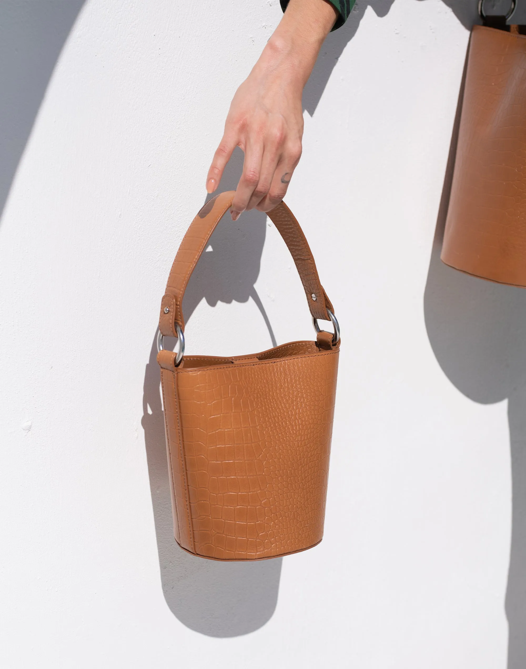 Mini Bucket Bag - Tan Croc