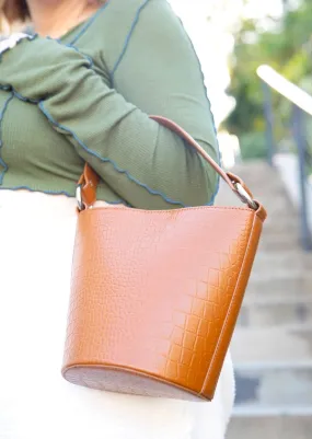 Mini Bucket Bag - Tan Croc