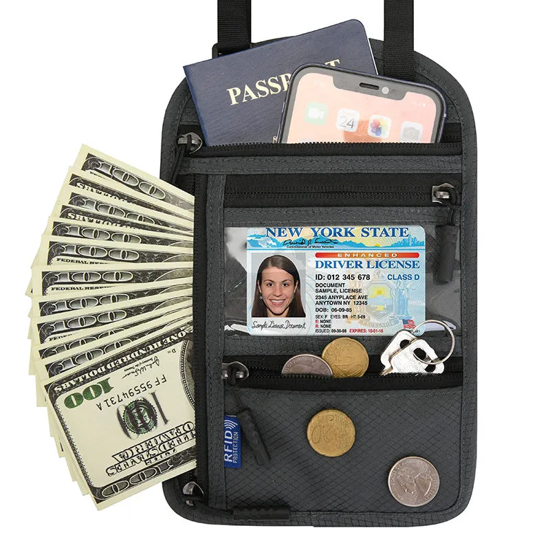 Neck-hanging passport bag