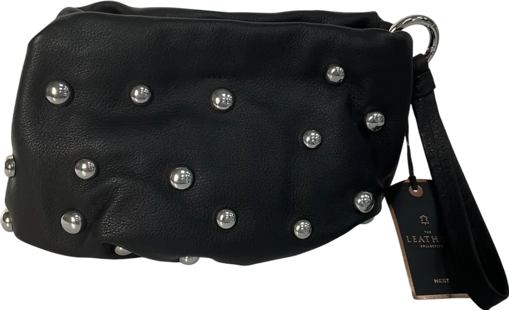 Next Black Leather Studded Clutch Bag