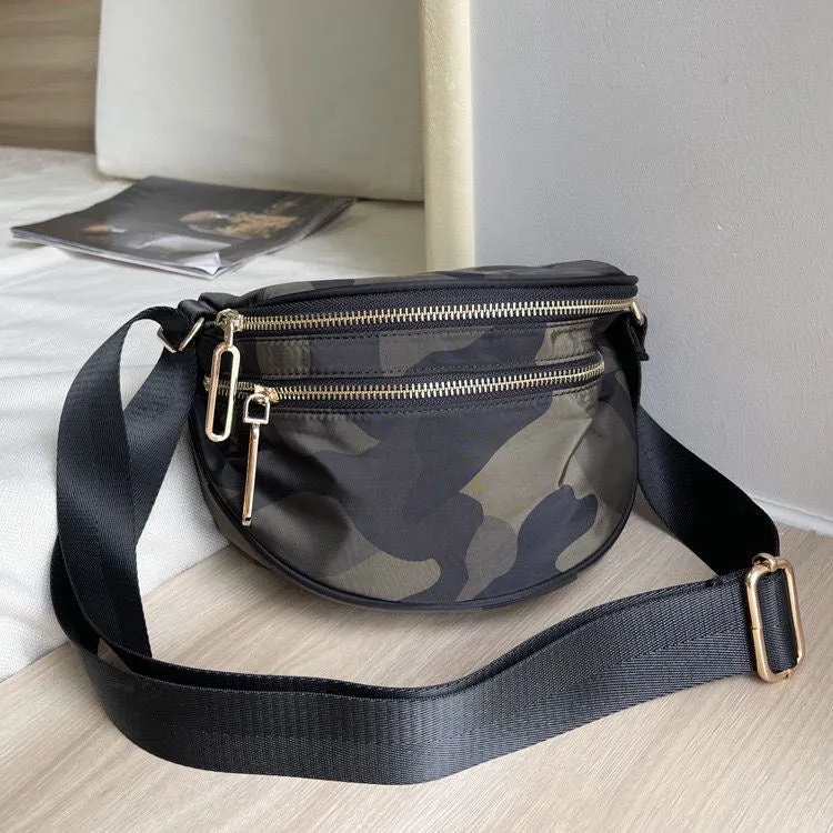 Nylon Sling/ Fanny Bag - Solid Black, Army Camo or Grey Camo