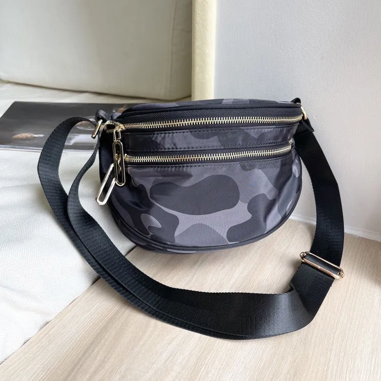 Nylon Sling/ Fanny Bag - Solid Black, Army Camo or Grey Camo