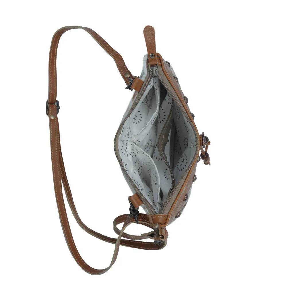 Ornate Brown Leather & Hairon Bag