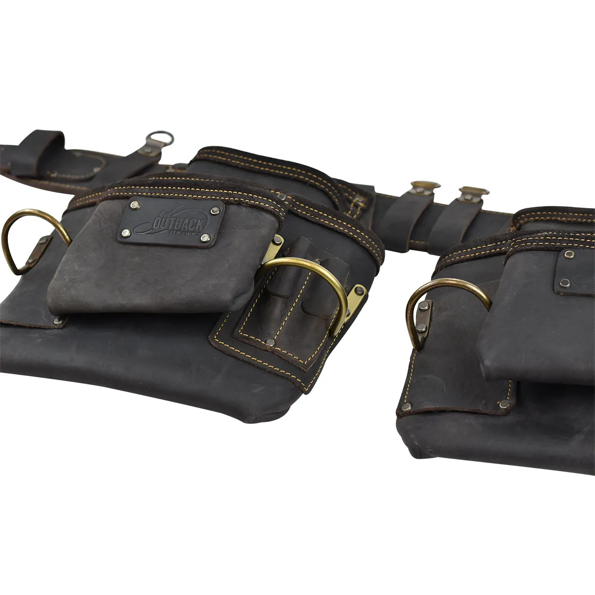 OX TOOLS Pro Full Four Piece Framing Rig with Suspenders, Belt & Pouches | Top Grain Oil-Tanned Leather