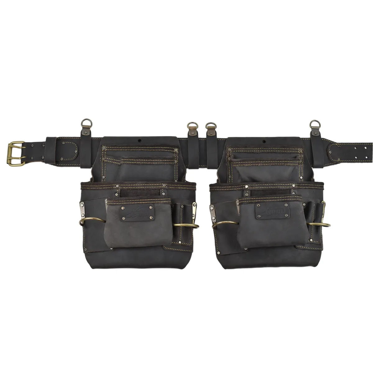 OX TOOLS Pro Full Four Piece Framing Rig with Suspenders, Belt & Pouches | Top Grain Oil-Tanned Leather