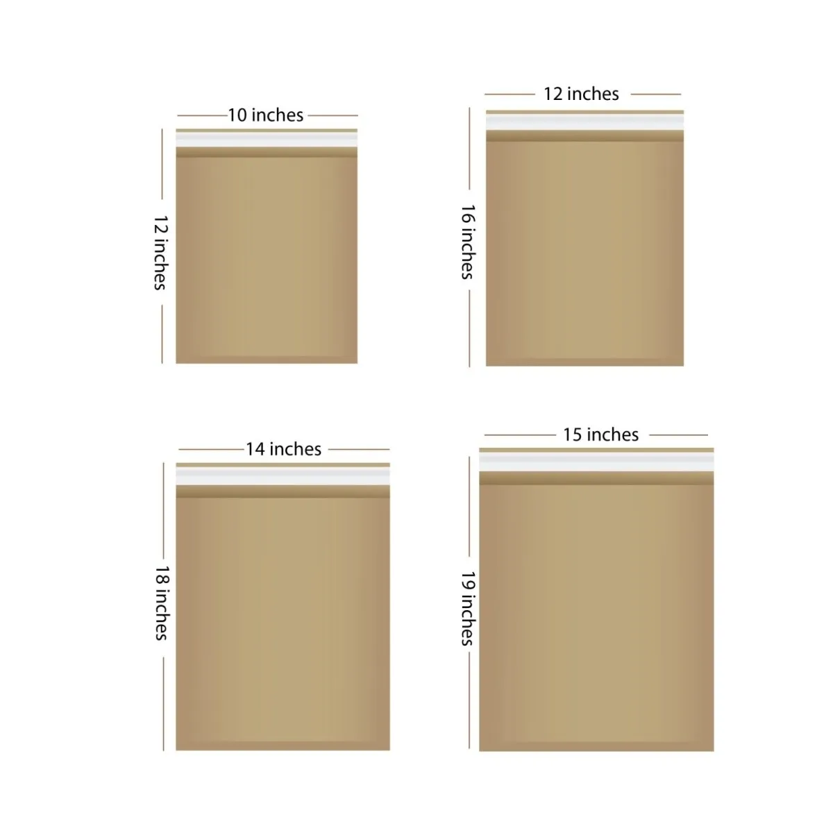 Paper Courier Bag- Envelopes for Packing- 14" x 18"- Pack of 50