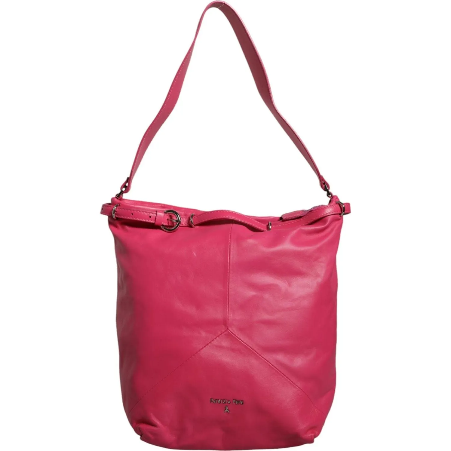 Patrizia Pepe Fuchsia Pink Leather Shoulder Purse Tote Bag