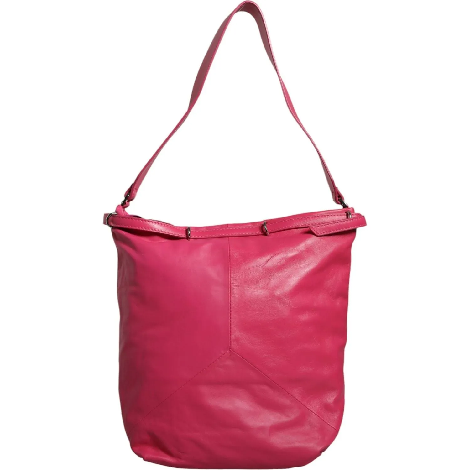 Patrizia Pepe Fuchsia Pink Leather Shoulder Purse Tote Bag