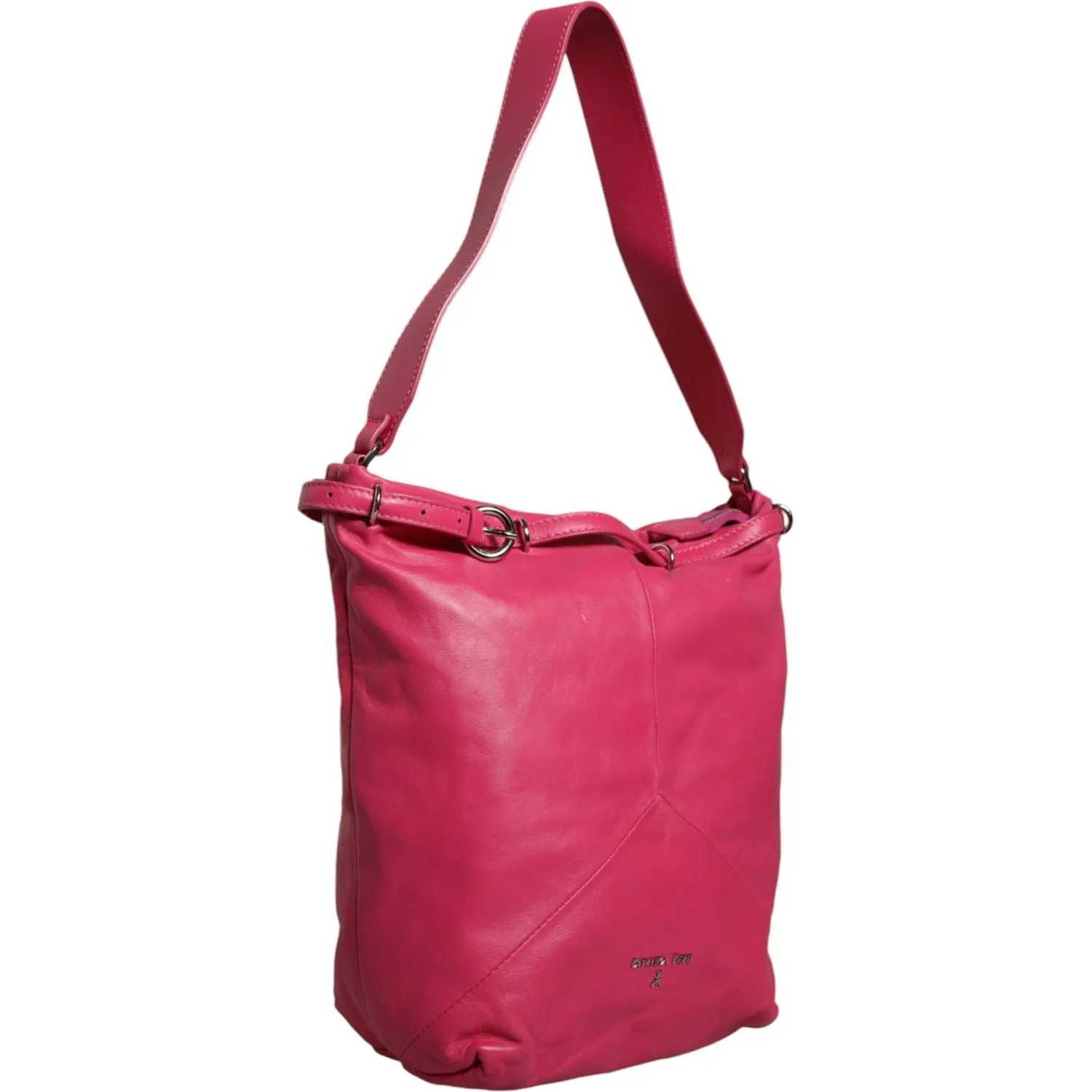 Patrizia Pepe Fuchsia Pink Leather Shoulder Purse Tote Bag