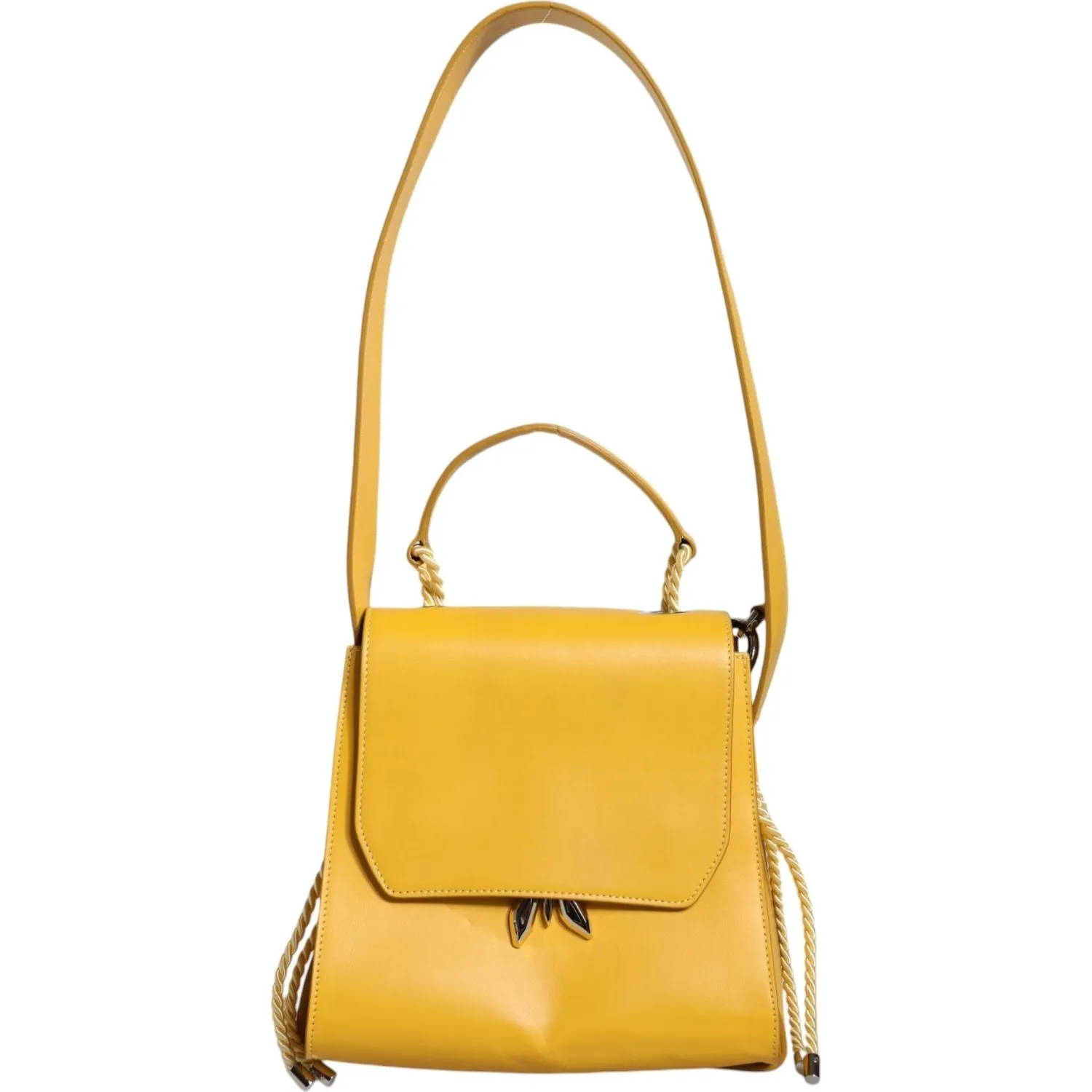 Patrizia Pepe Yellow Leather Shoulder Strap Top Handle Bag