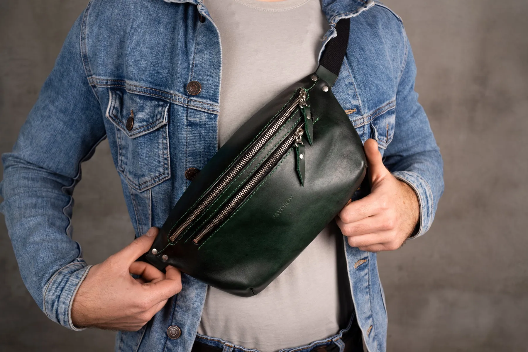 Personalized men shoulder bag, Green leather belt bag, men’s leather bag, waist bag, crossbody bag, fanny bag, full grain leather bag