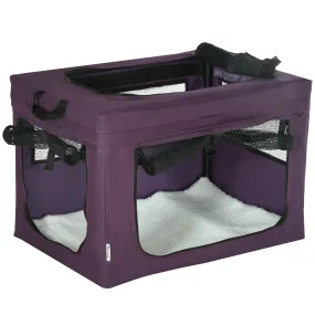 Pet Carrier Portable Cat Carrier Foldable Dog Bag for Miniature Dogs, 60 x 42 x 42 cm, Purple