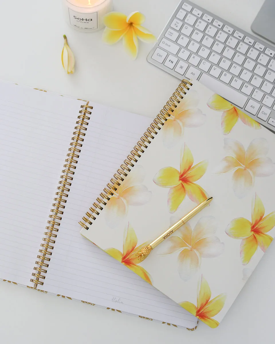 Plumeria Pattern Spiral Notebook