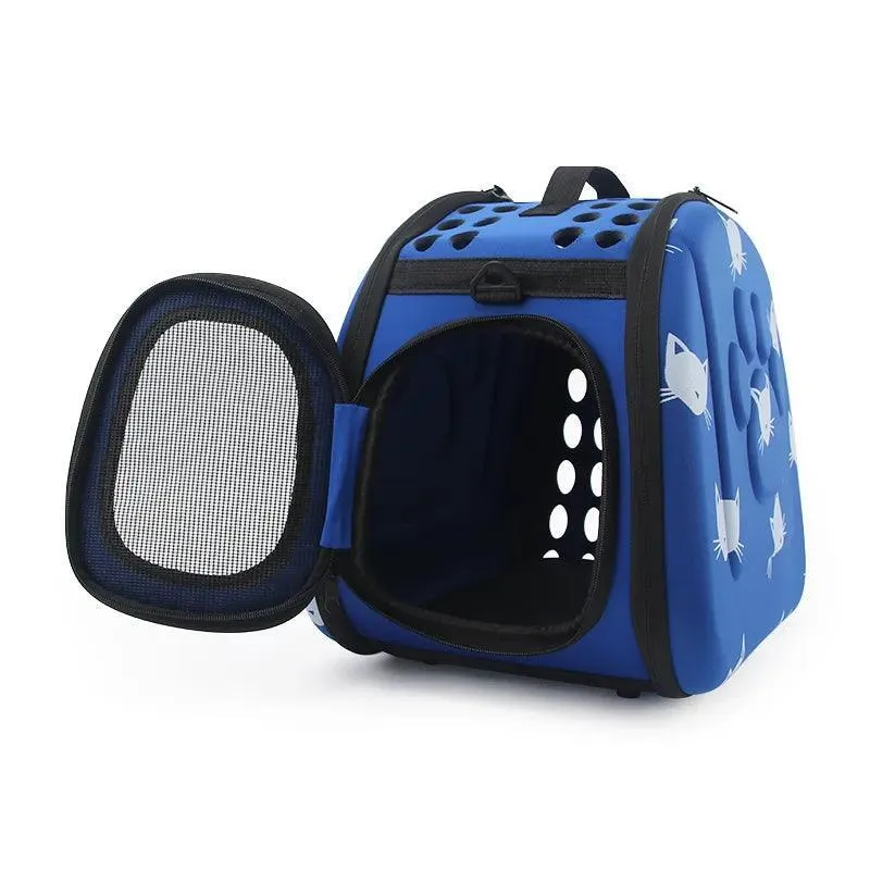 Portable Cat and Dog Travel Bag: Stylish Cat Print Carrier - On-the-Go Comfort