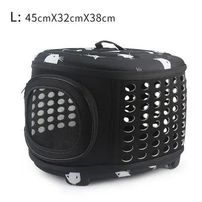 Portable Cat and Dog Travel Bag: Stylish Cat Print Carrier - On-the-Go Comfort