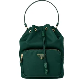 Prada Tessuto Re-Nylon Duet Bucket Womens Handbag Oleandor Dark Green