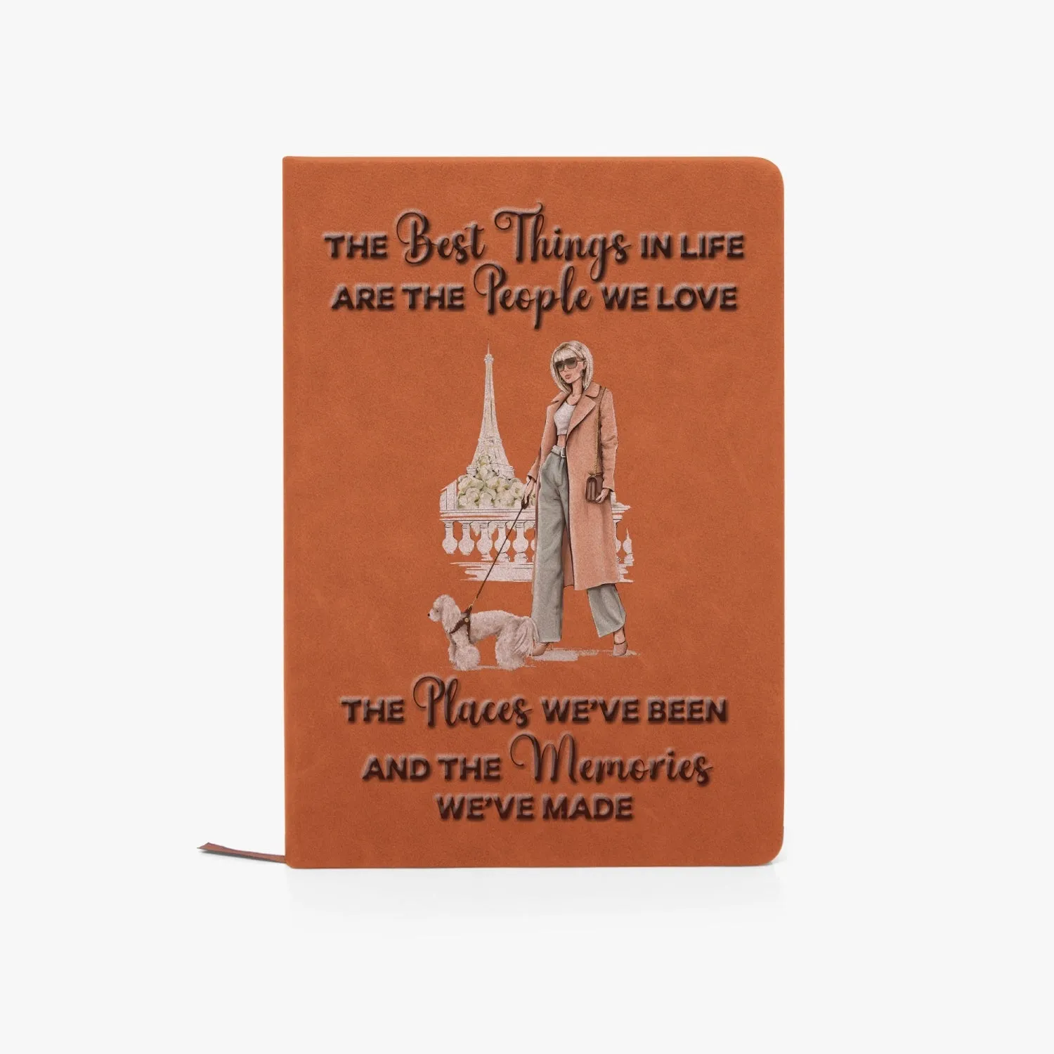 PU Leather Journal Notebook, Paris woman with Poodle Blonde Hair, The best things