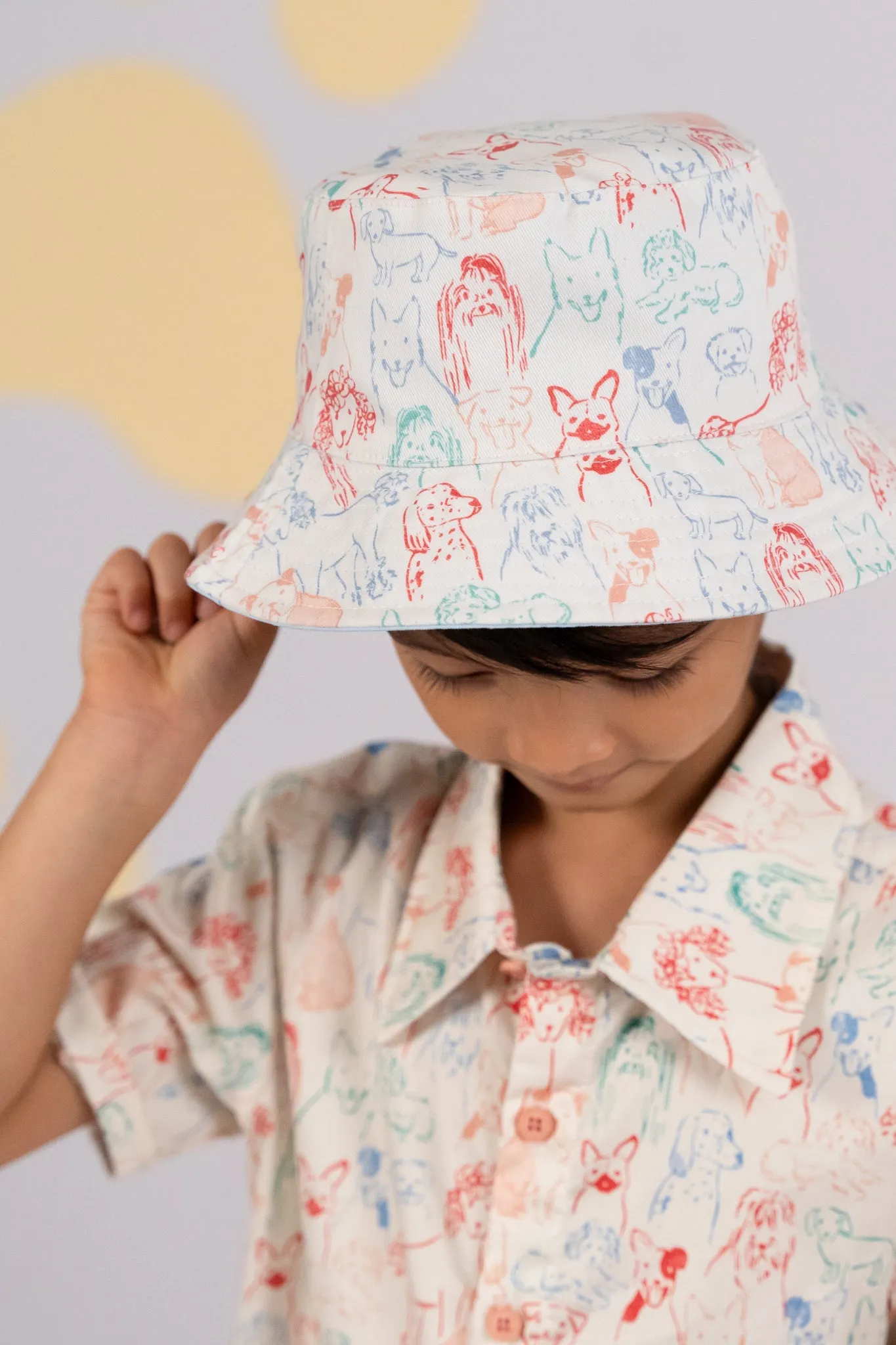 Reversible Bucket Hat - Colourful Puppies