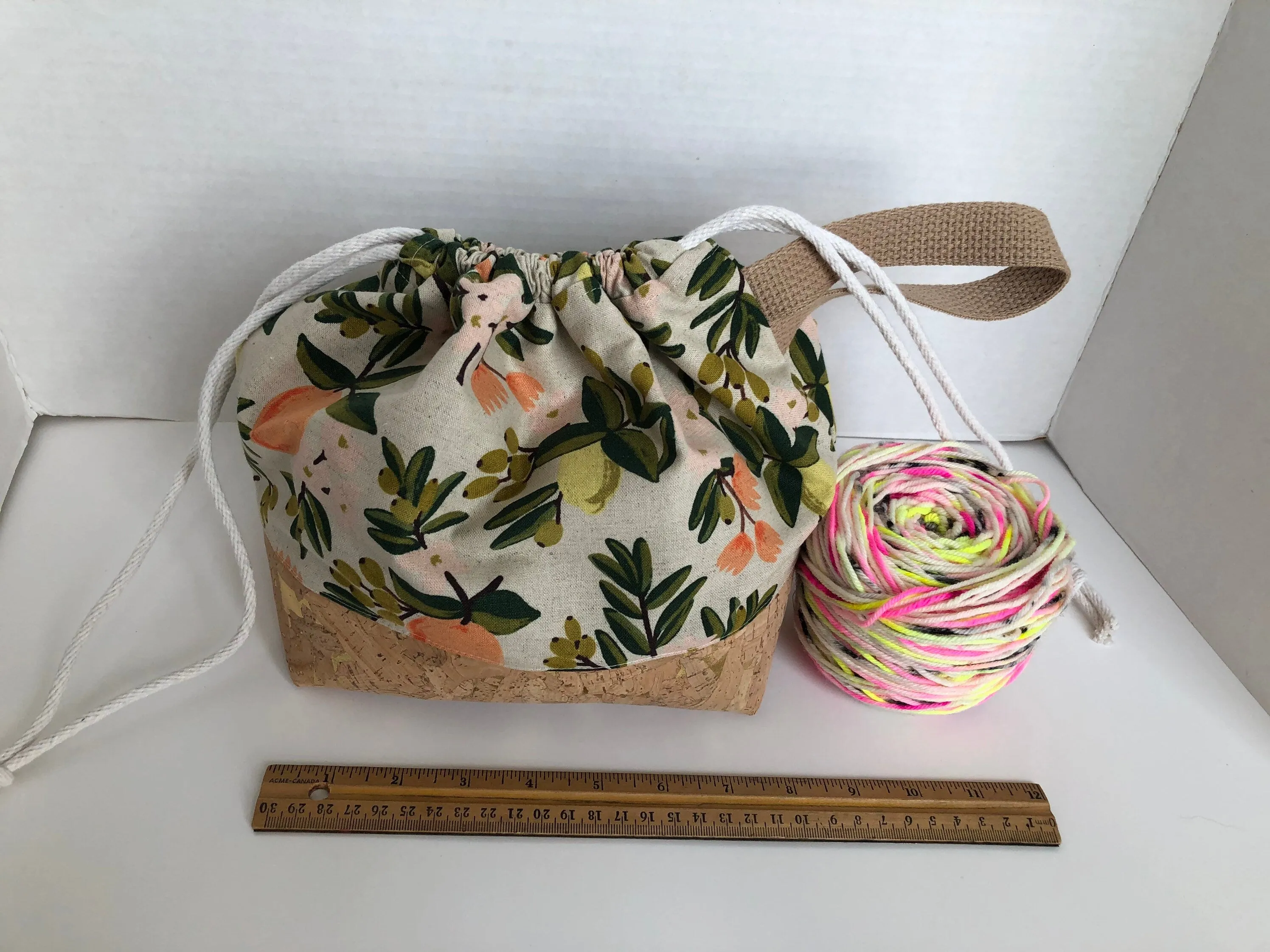 Rifle Paper Co Citrus Project Bag, Canvas and Cork Knitting Bag