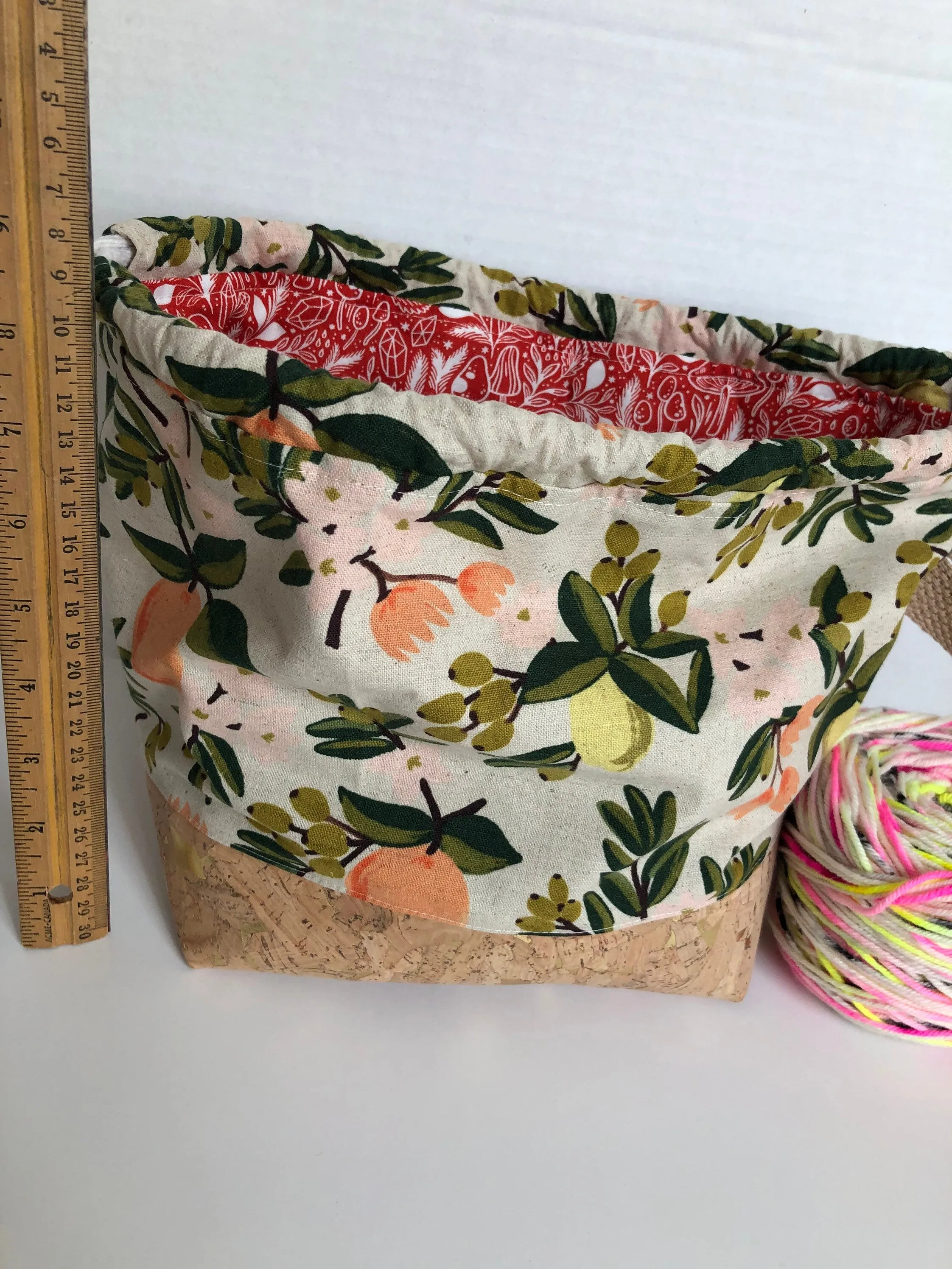 Rifle Paper Co Citrus Project Bag, Canvas and Cork Knitting Bag