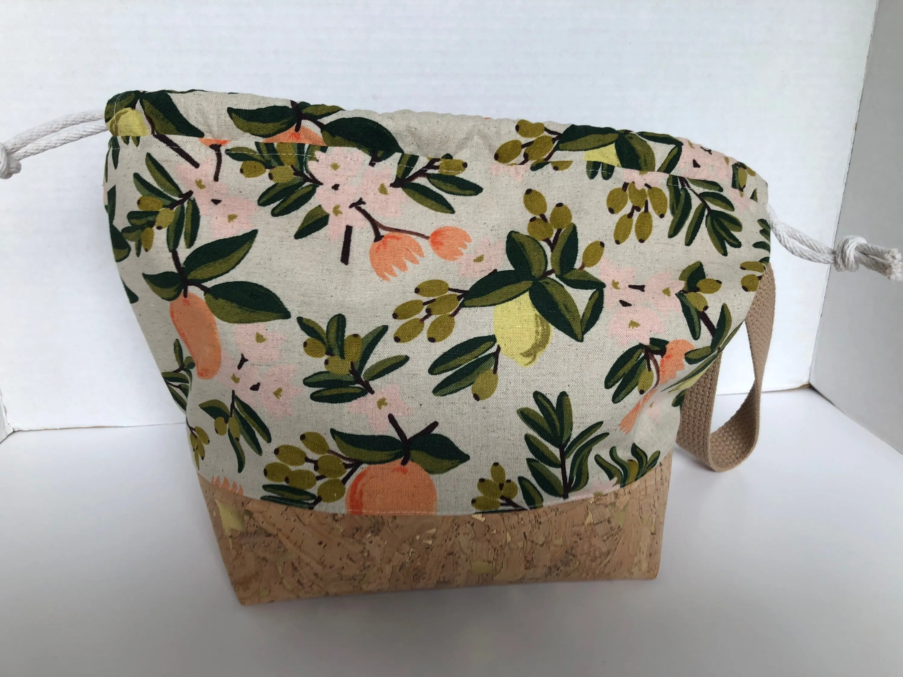 Rifle Paper Co Citrus Project Bag, Canvas and Cork Knitting Bag