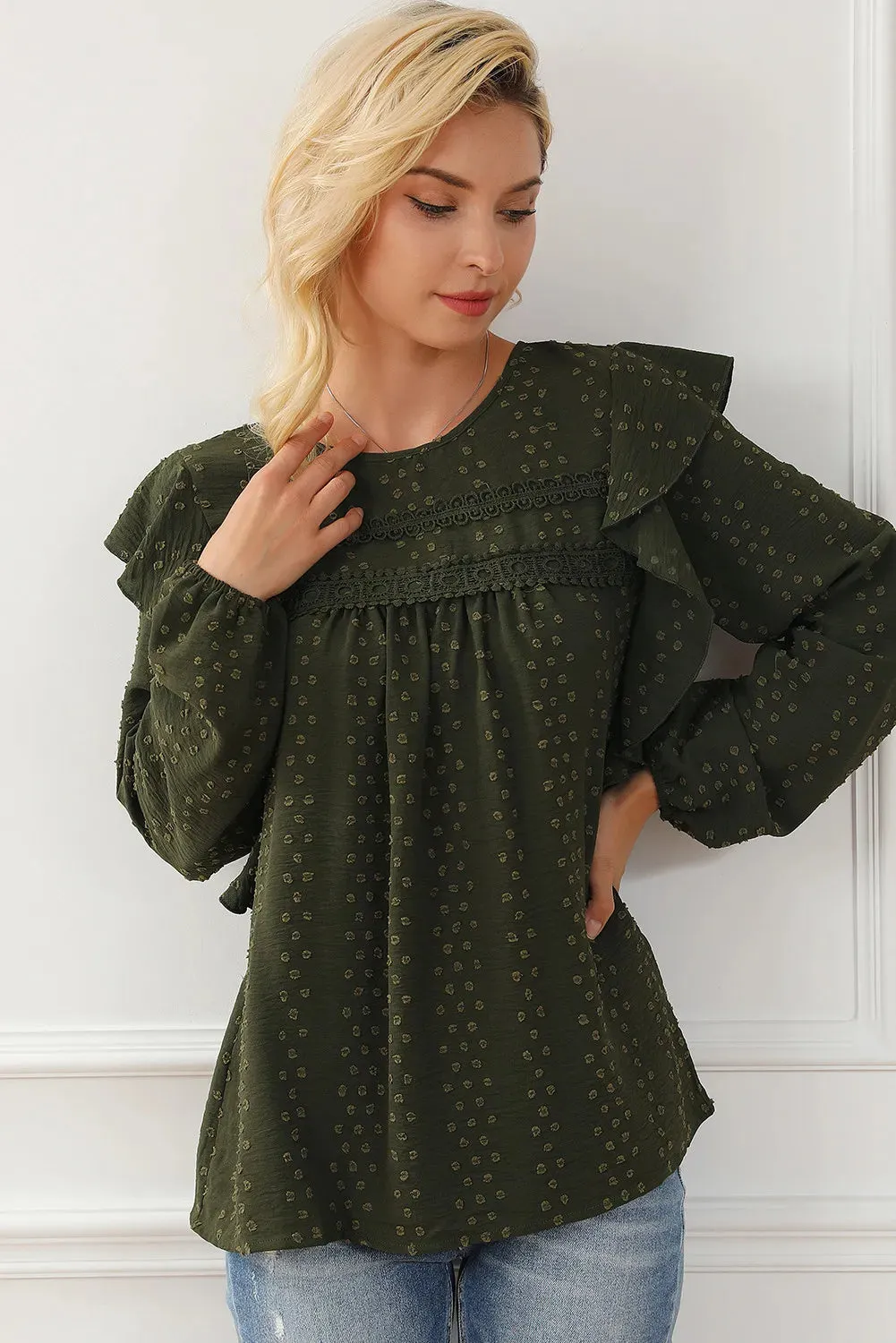 Round Neck Ruffled Blouse