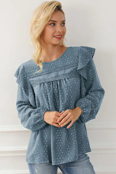 Round Neck Ruffled Blouse