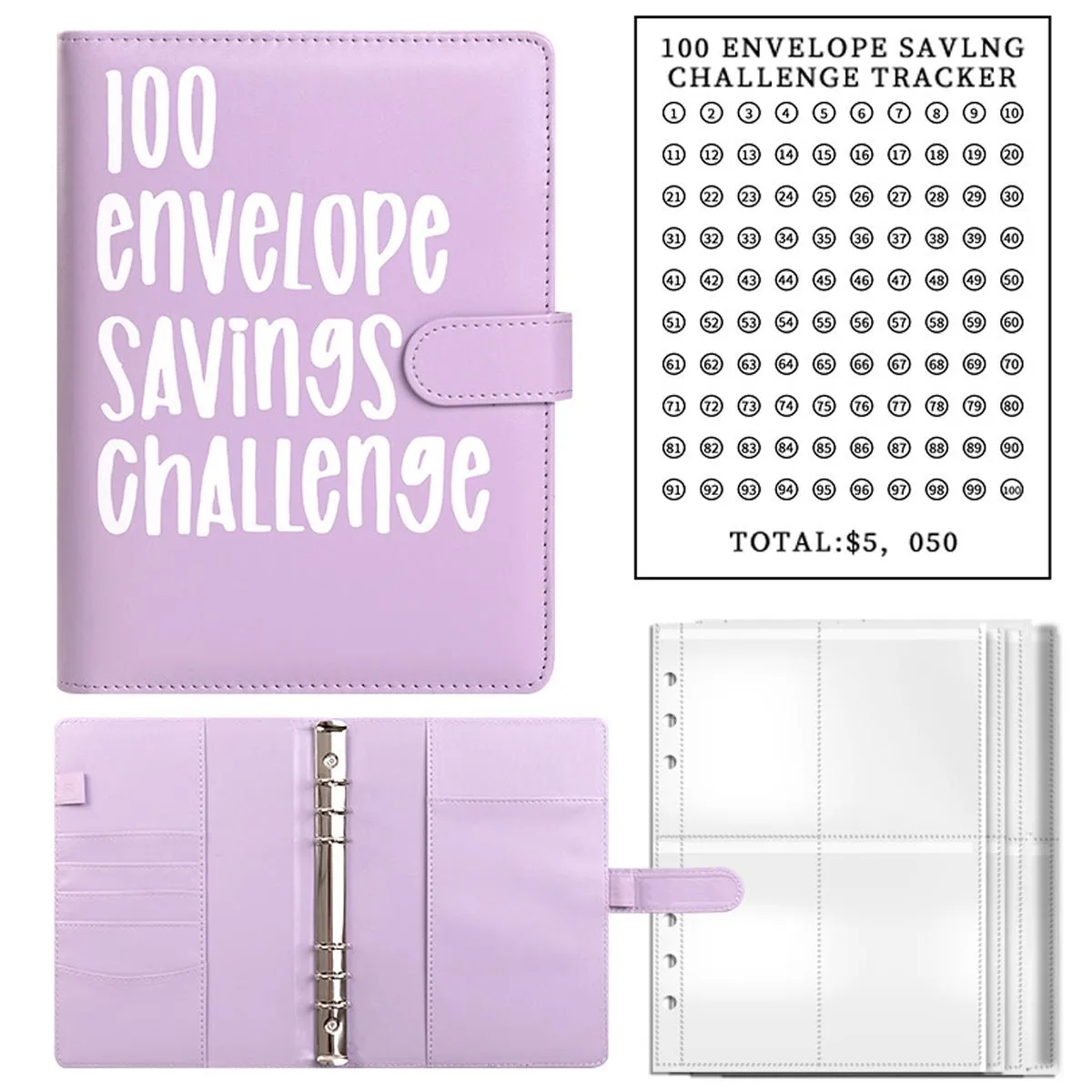 Saving Challenge Book Binder, Fun Easy Cash Budget 100 Envelope Saving Challenge