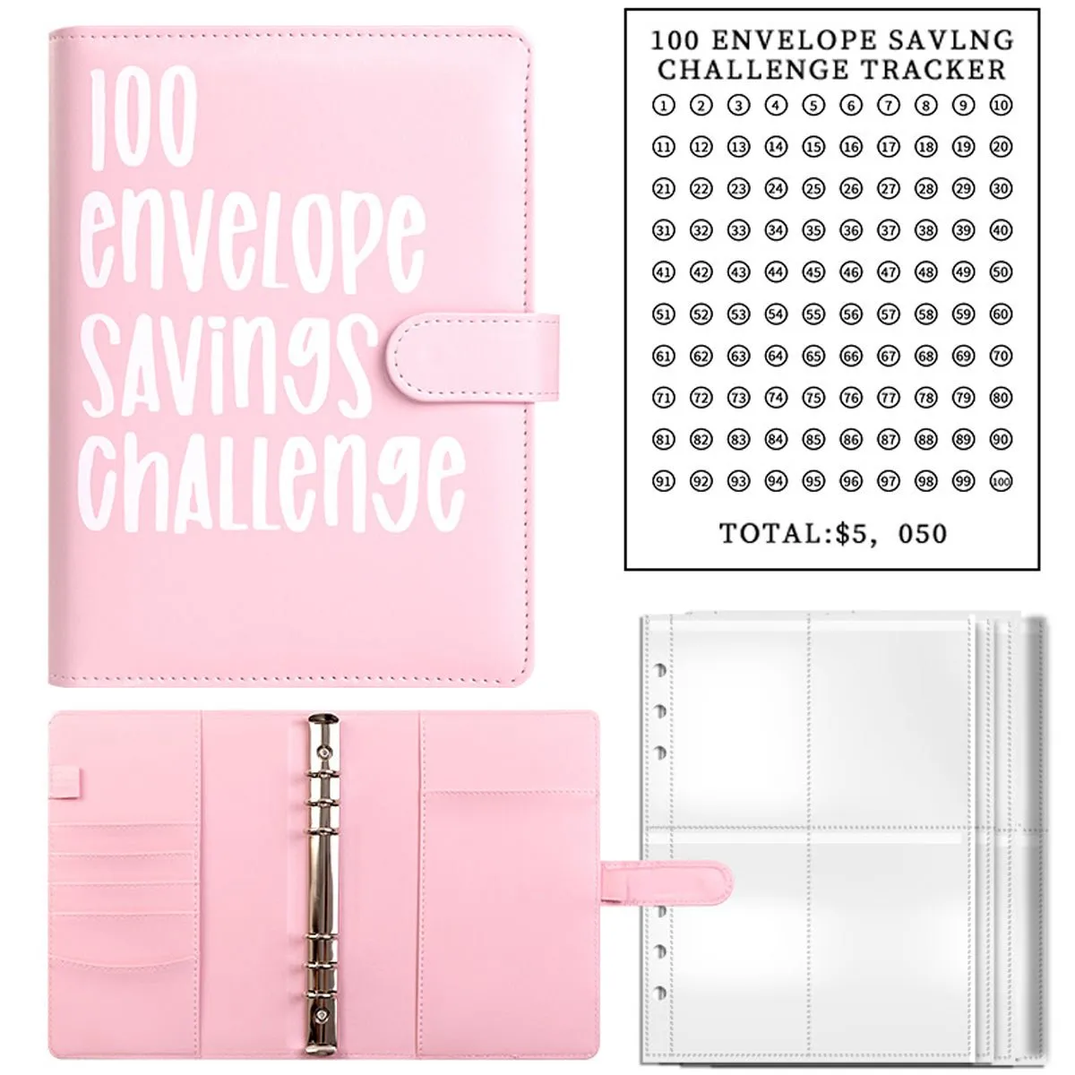 Saving Challenge Book Binder, Fun Easy Cash Budget 100 Envelope Saving Challenge