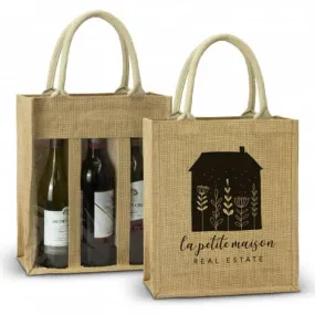 Serena Jute Tripple Wine Carrier Bag