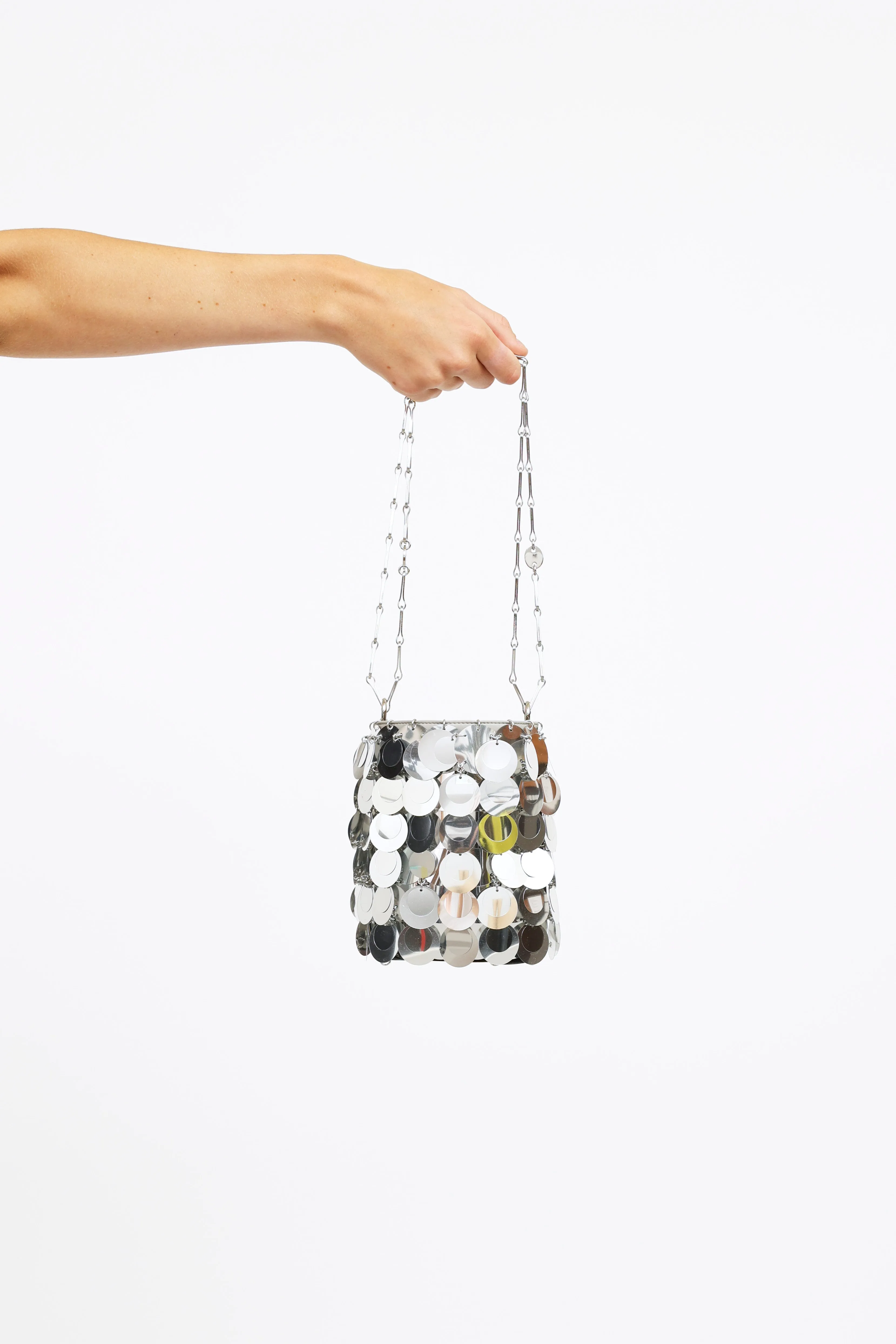 Silver Sequin Bucket Bag