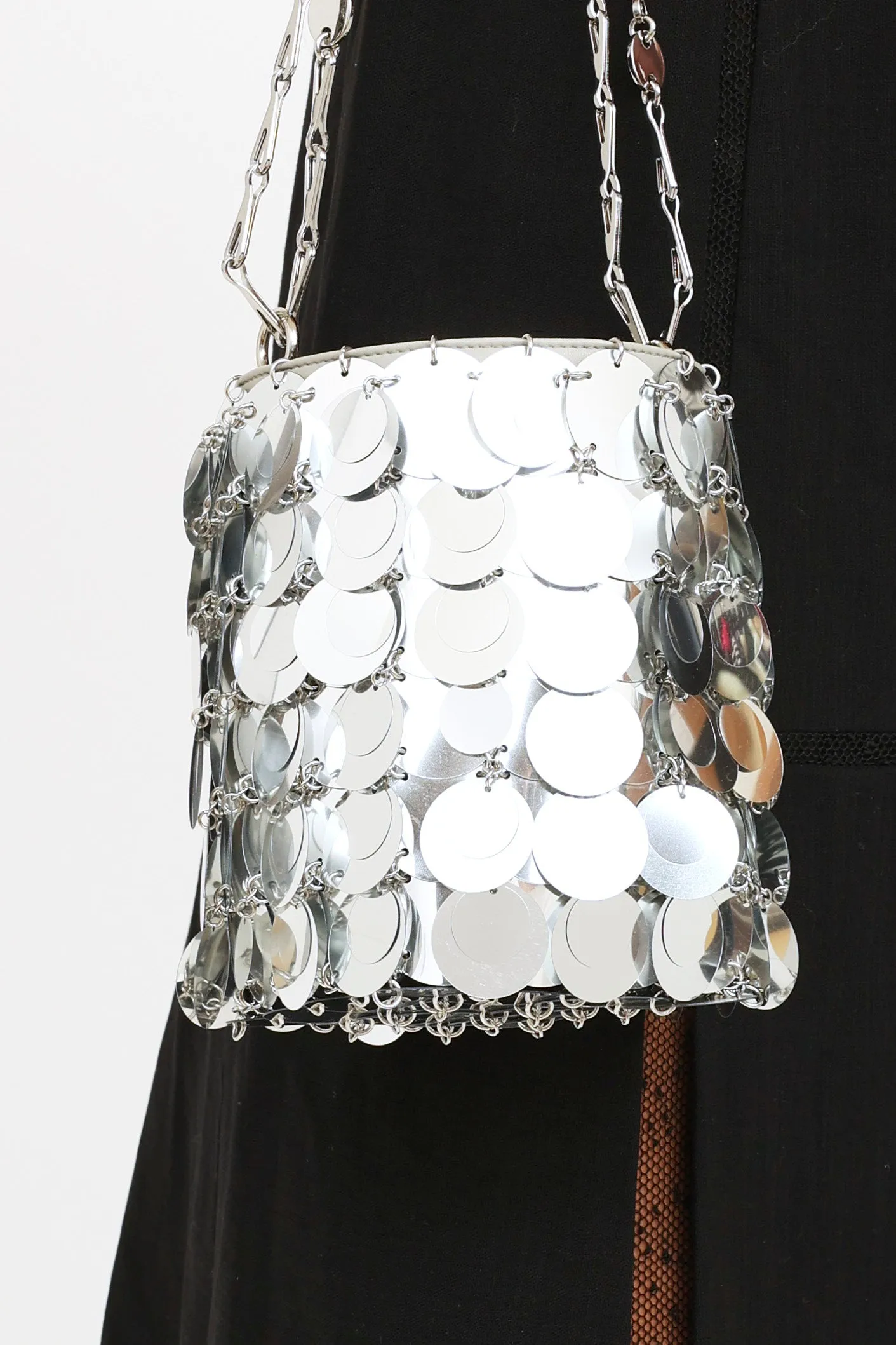 Silver Sequin Bucket Bag