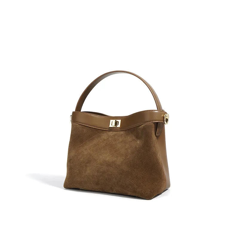 Small Brown Suede Bucket Bag Bucket Crossbody Bags Womens