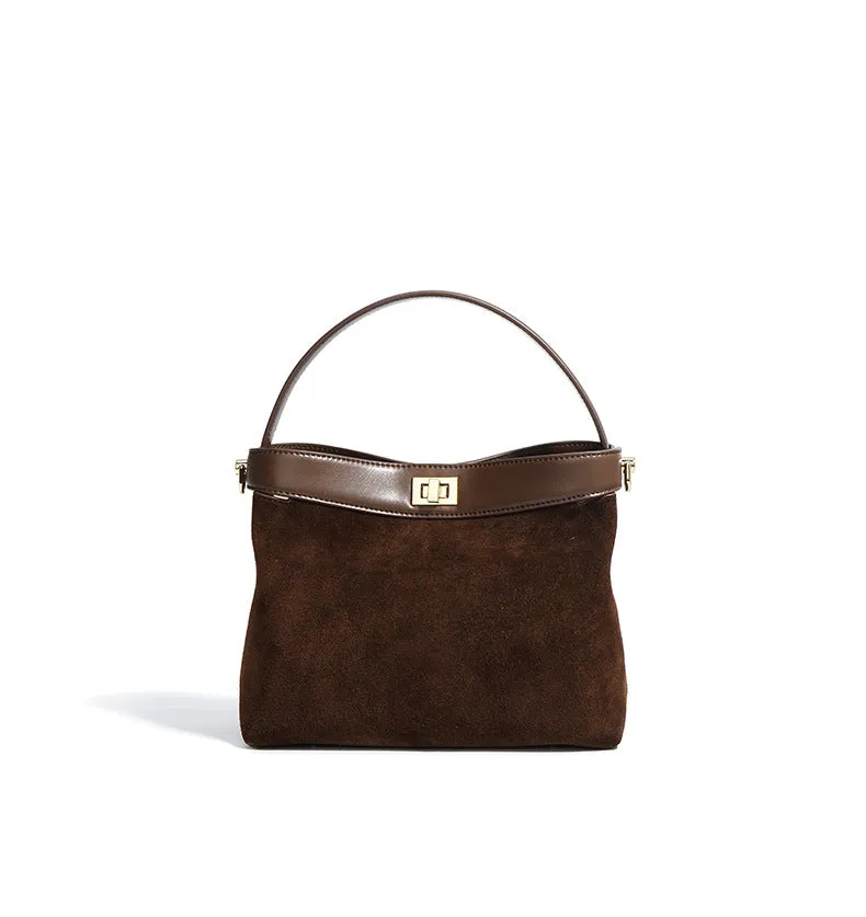 Small Brown Suede Bucket Bag Bucket Crossbody Bags Womens