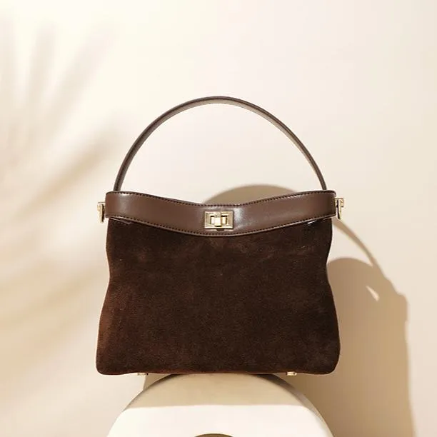 Small Brown Suede Bucket Bag Bucket Crossbody Bags Womens