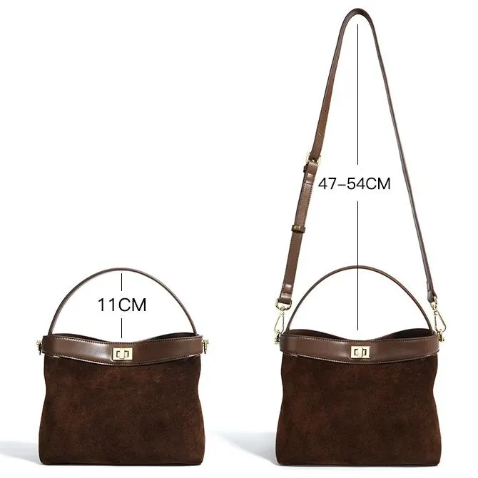 Small Brown Suede Bucket Bag Bucket Crossbody Bags Womens