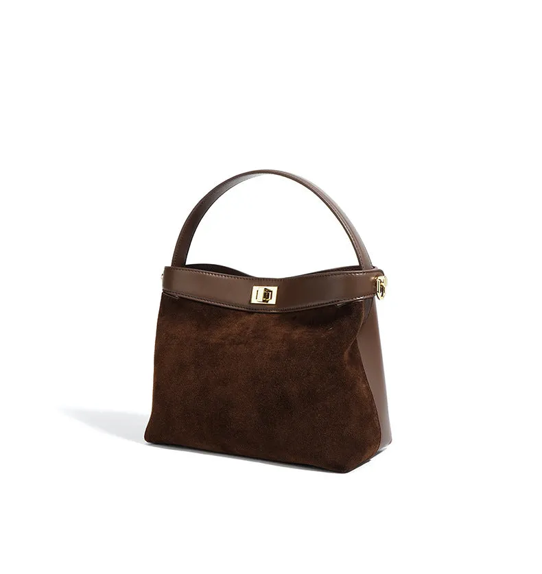 Small Brown Suede Bucket Bag Bucket Crossbody Bags Womens