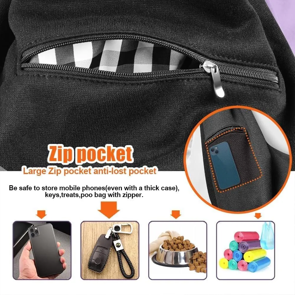 Small Dog Sling Carrier - Adjust. Strap & Zip Pocket - Suitable for Puppies (Black)