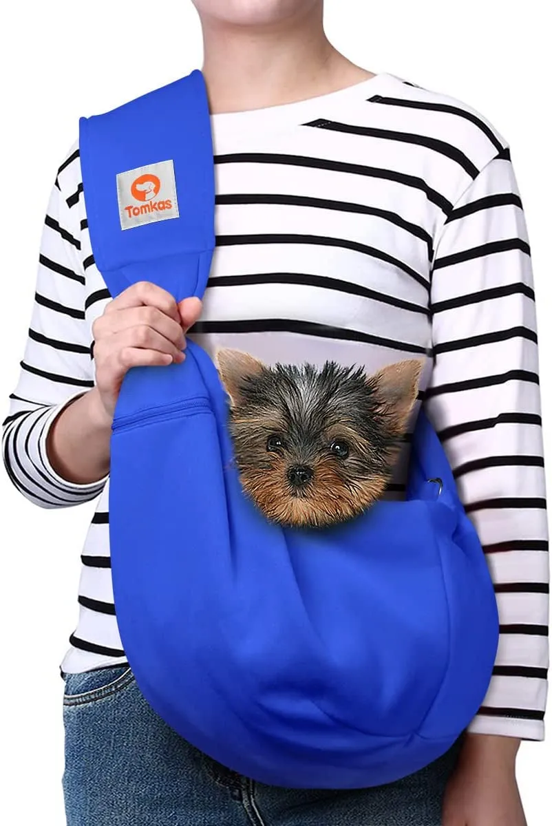 Small Dog Sling Carrier - Adjust. Strap & Zip Pocket - Suitable for Puppies (Black)