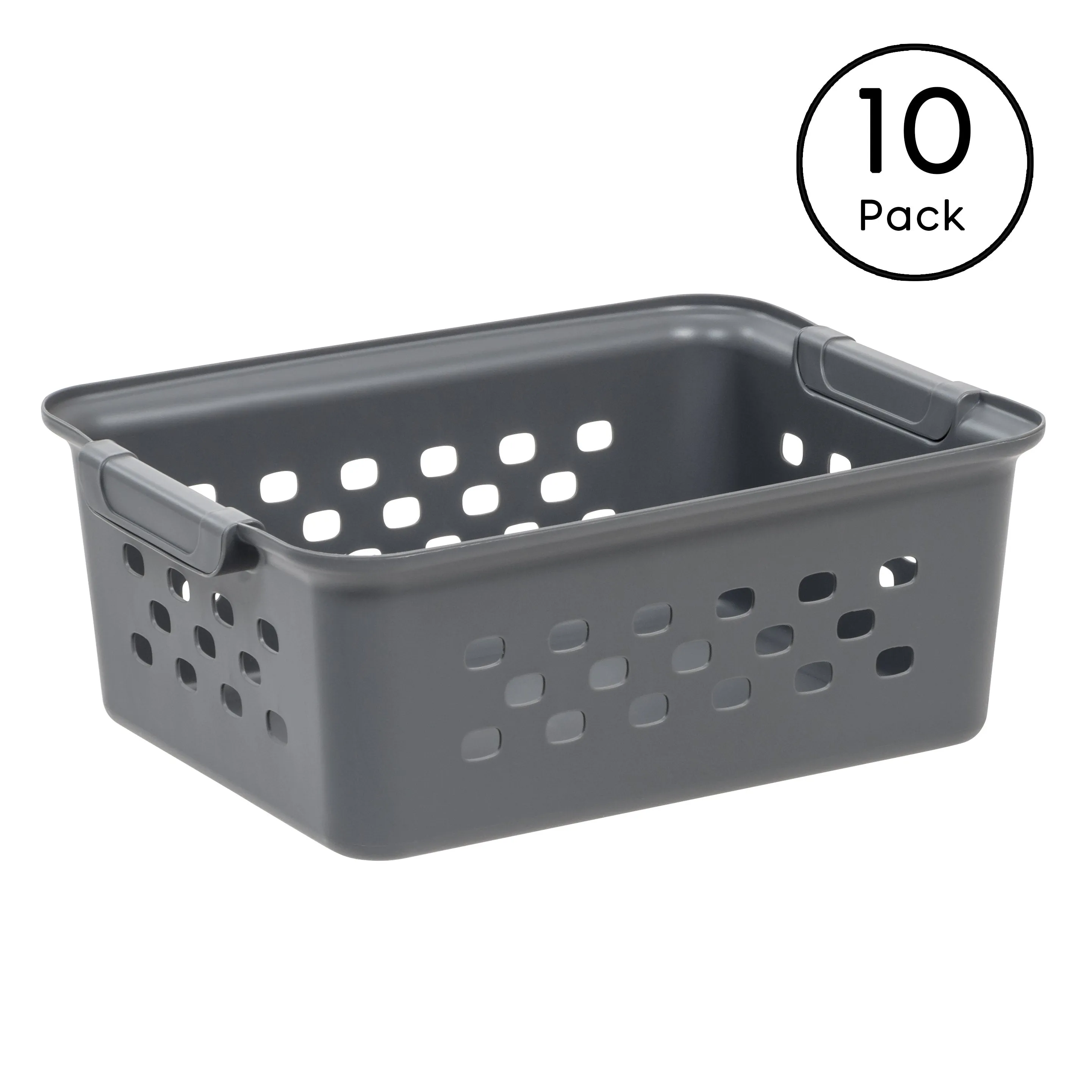 Small Organizer Storage Basket, Gray, Pack of 10