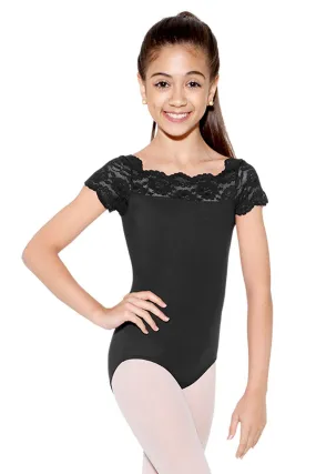 SoDanca SL17 Child Tilly Cap Sleeve Leotard with Lace Neckline