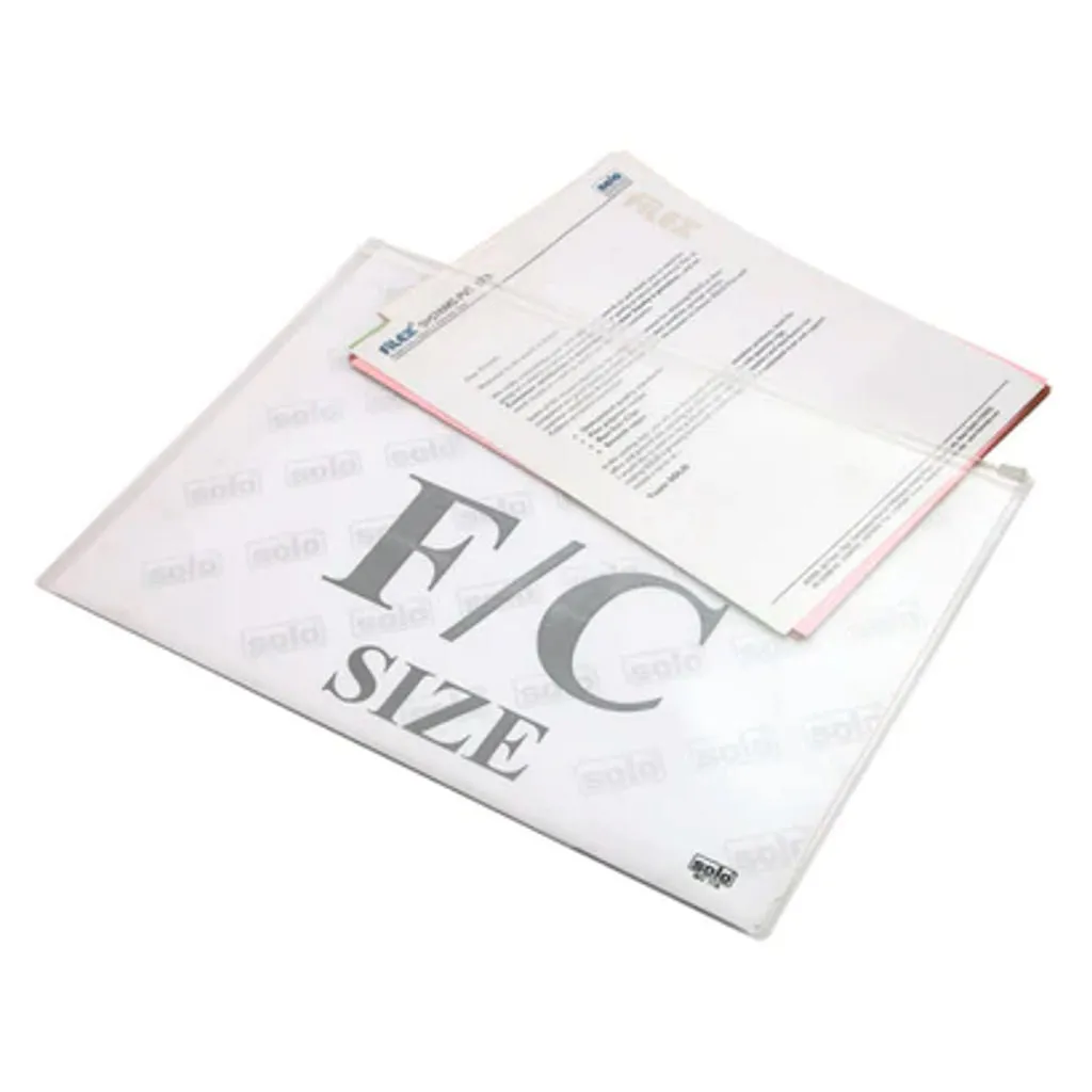 Solo Zipper Document Bag Transparent White F/C Size MC 116