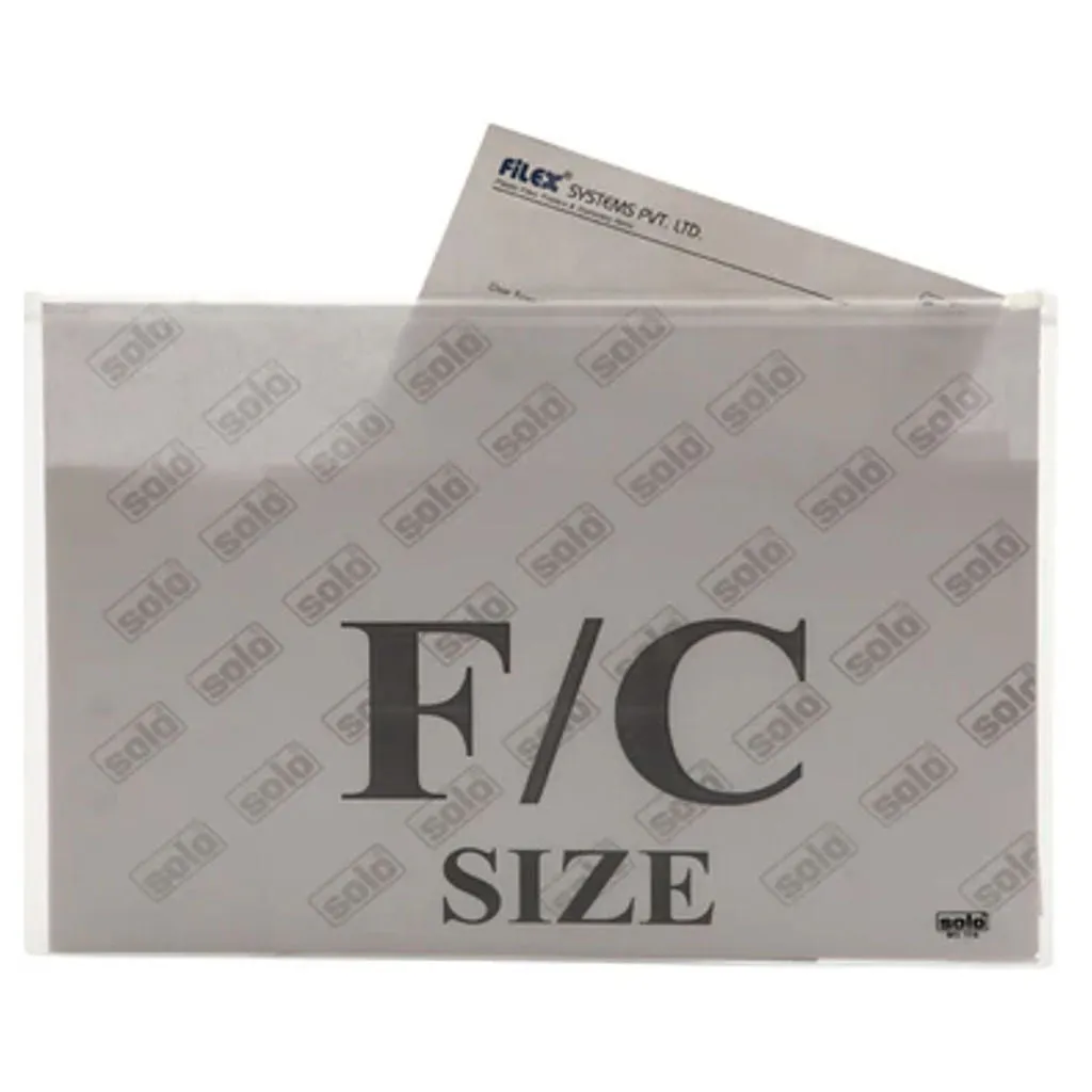 Solo Zipper Document Bag Transparent White F/C Size MC 116