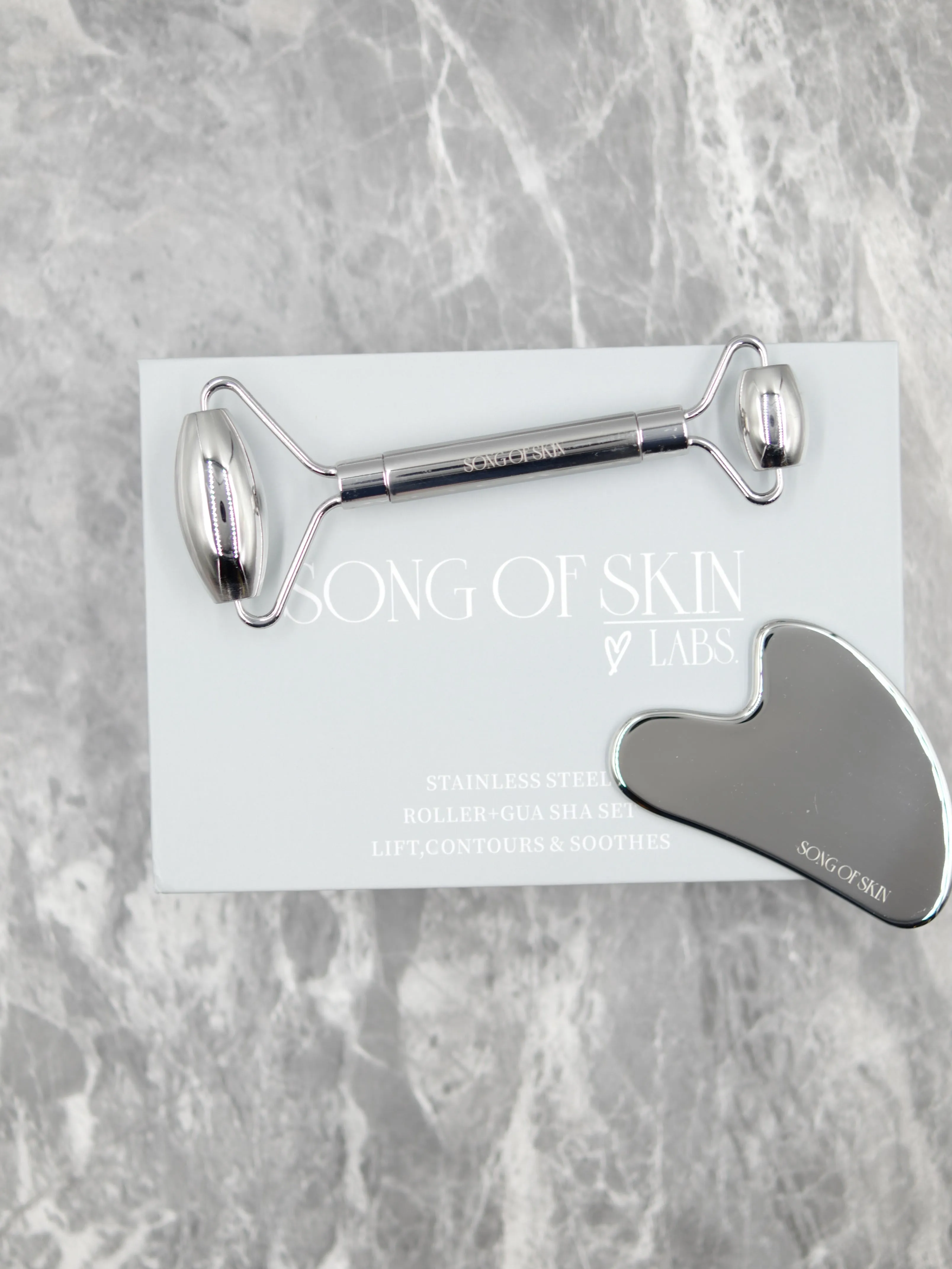 Song Of Skin Labs - Stainless Steel Gua Sha   Roller Set