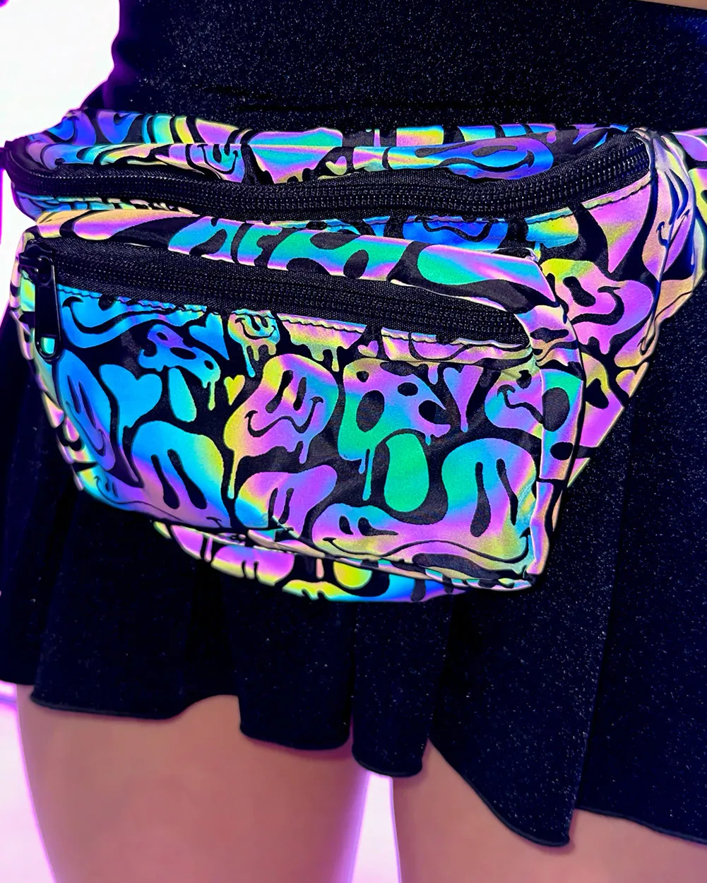 Spaced Out! Acid Smiley Rainbow Reflective Fanny Pack