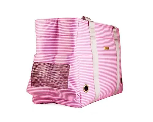 Stripe Series Pet Kennel Carrier Crate Tote Bag - Pink